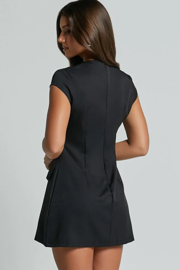 Wyatt Mini Dress 8211 Short Sleeve Corset A Line Dress In Black Women Showpo Dresses