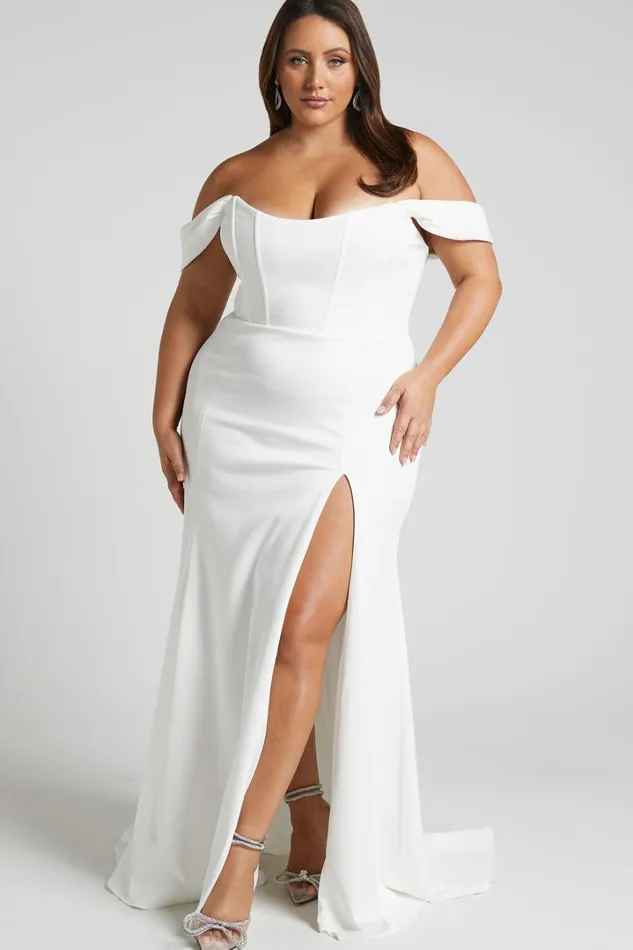 Ynes Bridal Gown 8211 Off Shoulder Corset Split Gown In Ivory Women Showpo Curve Clothes