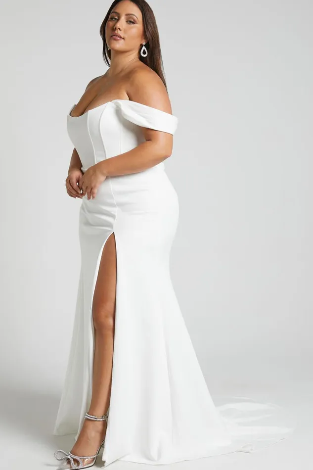 Ynes Bridal Gown 8211 Off Shoulder Corset Split Gown In Ivory Women Showpo Curve Clothes
