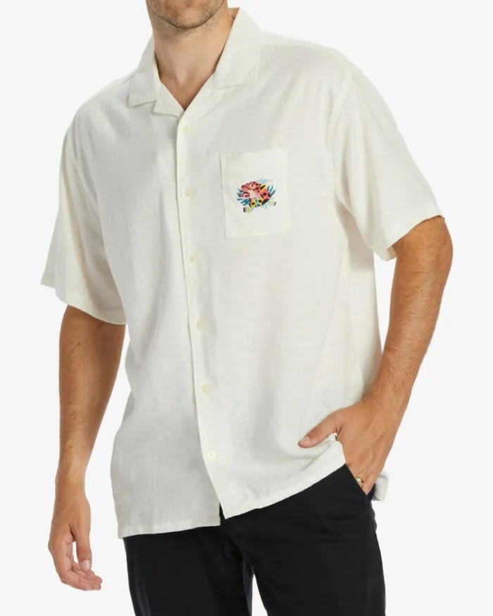 Zeledon Vacay Short Sleeve Shirt Off White Men Billabong Shirts